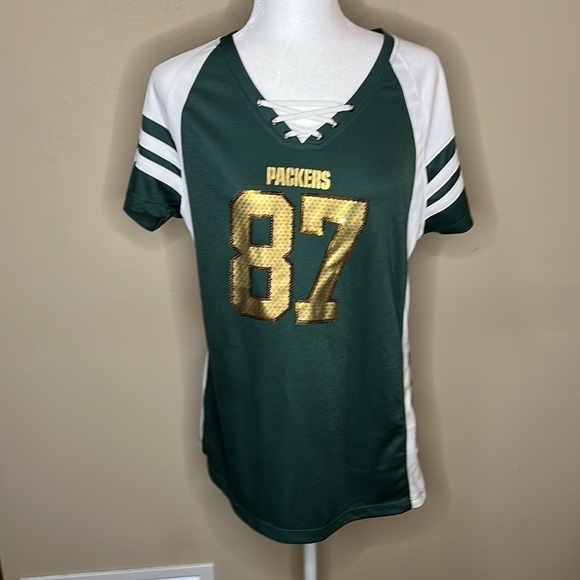 Majestic Green Bay Packer Short sleeve #87 Jersey Tee - Picture 3 of 10